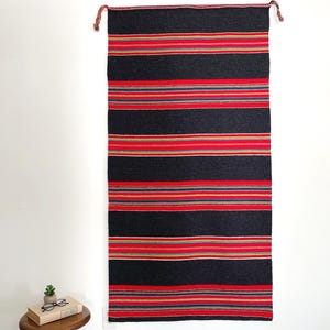 Large Vintage Scandinavian Weaving | Mid-Century Modern Wall Textile | Woven Wool  &quot;Raanu&quot; Finnish Tapestry | Geometric Stripe  Folk Art