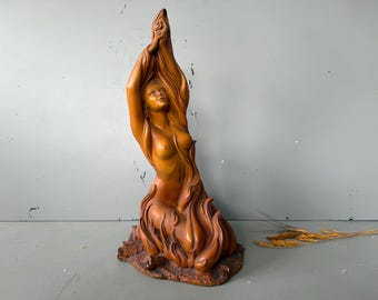 Vintage Chalkware Sculpture: Mid-Century Modern Nude Woman Goddess Statue