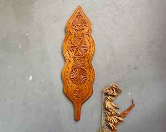 Vintage Hand-Carved Wooden Wall Art | Nordic Folk Motif Wall Hanging