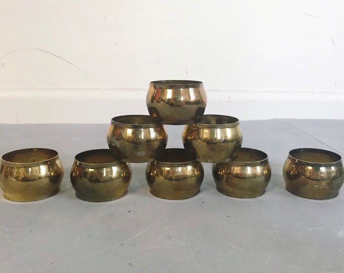 Vintage Metal Napkin Rings Set of Eight Brass Finish Etsy