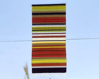 Vintage Finnish Woven Wool Tapestry: Mid-Century Modern Geometric Wall Hanging