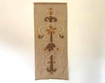 Vintage Scandinavian Linen Wall Hanging | Nordic Mid Century Weaving Window Textile | Made in Finland