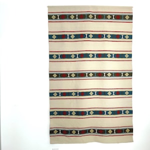 Large Vintage Scandinavian Weaving | Mid-Century Modern Wall Textile | Woven Wool  &quot;Raanu&quot; Finnish Tapestry | Geometric Stripe  Folk Art