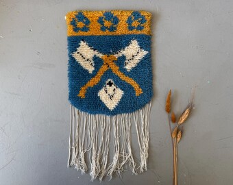 Vintage Finnish Ryijy Wall Hanging: Abstract Knotted Textile Art