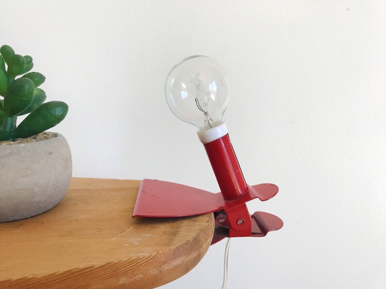Vintage Little Clamp On Light Red Shelf Accent Lamp Table Image 0