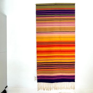 Large Vintage Scandinavian Weaving | Mid-Century Modern Wall Textile | Woven Wool  &quot;Raanu&quot; Finnish Tapestry | Geometric Stripe  Folk Art