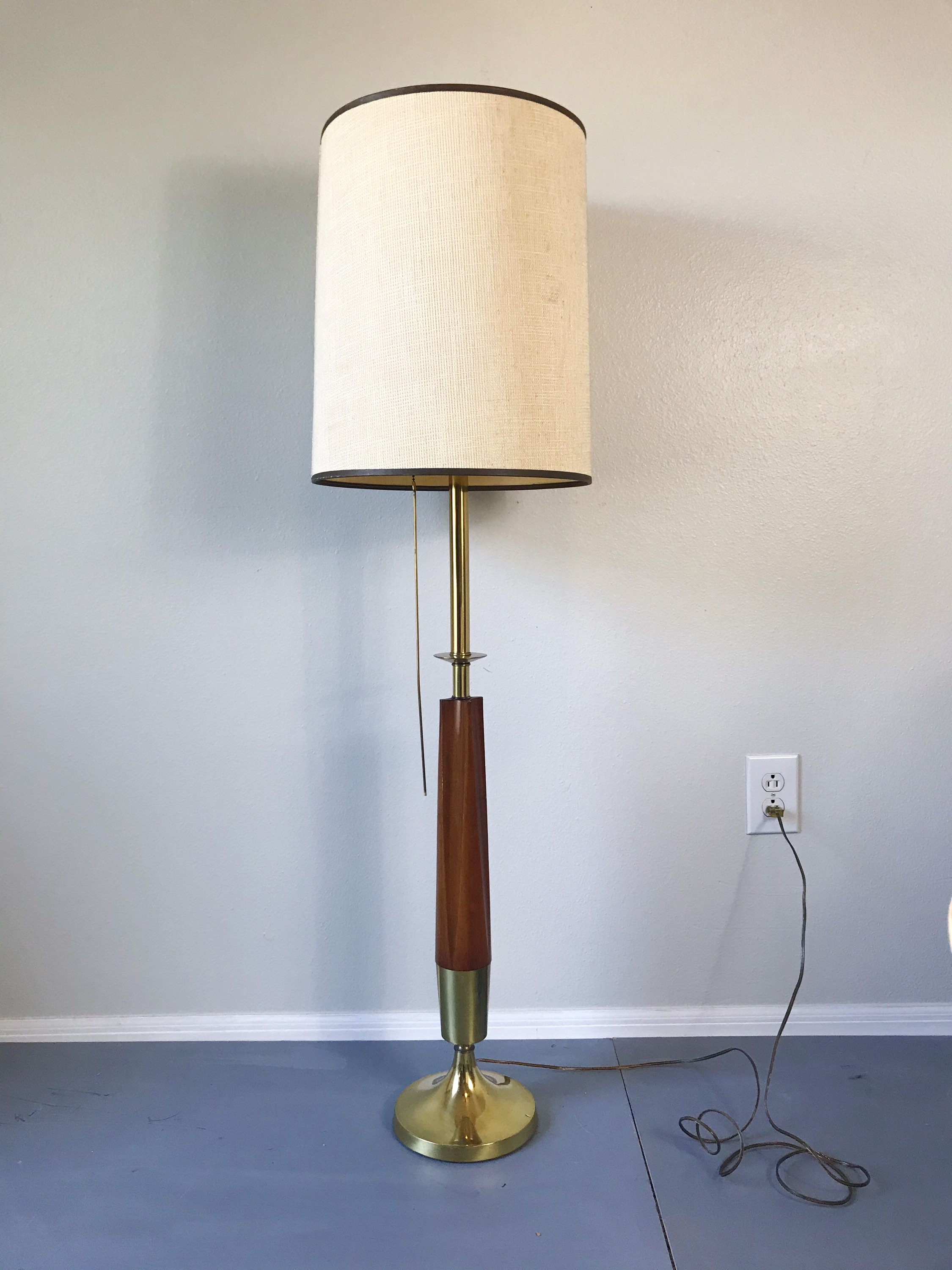 Mid century Modern Floor Lamp Teak Brass Danish Modern