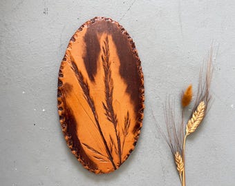Vintage Botanical Clay Wall Hanging Art Piece | Mid Century Modern Organic Minimalist Home Decor