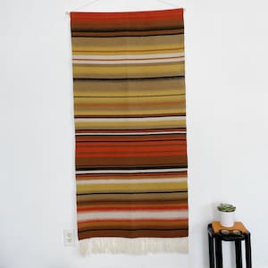 Vintage Scandinavian Weaving | Natural Tone Mid-Century Modern Wall Textile | Woven Wool  &quot;Raanu&quot; Finnish Tapestry | Geometric Stripe