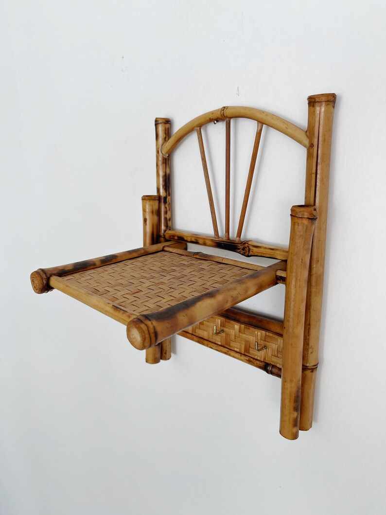 Little Vintage Bamboo Wall Shelf Plant Holder Midcentury Etsy