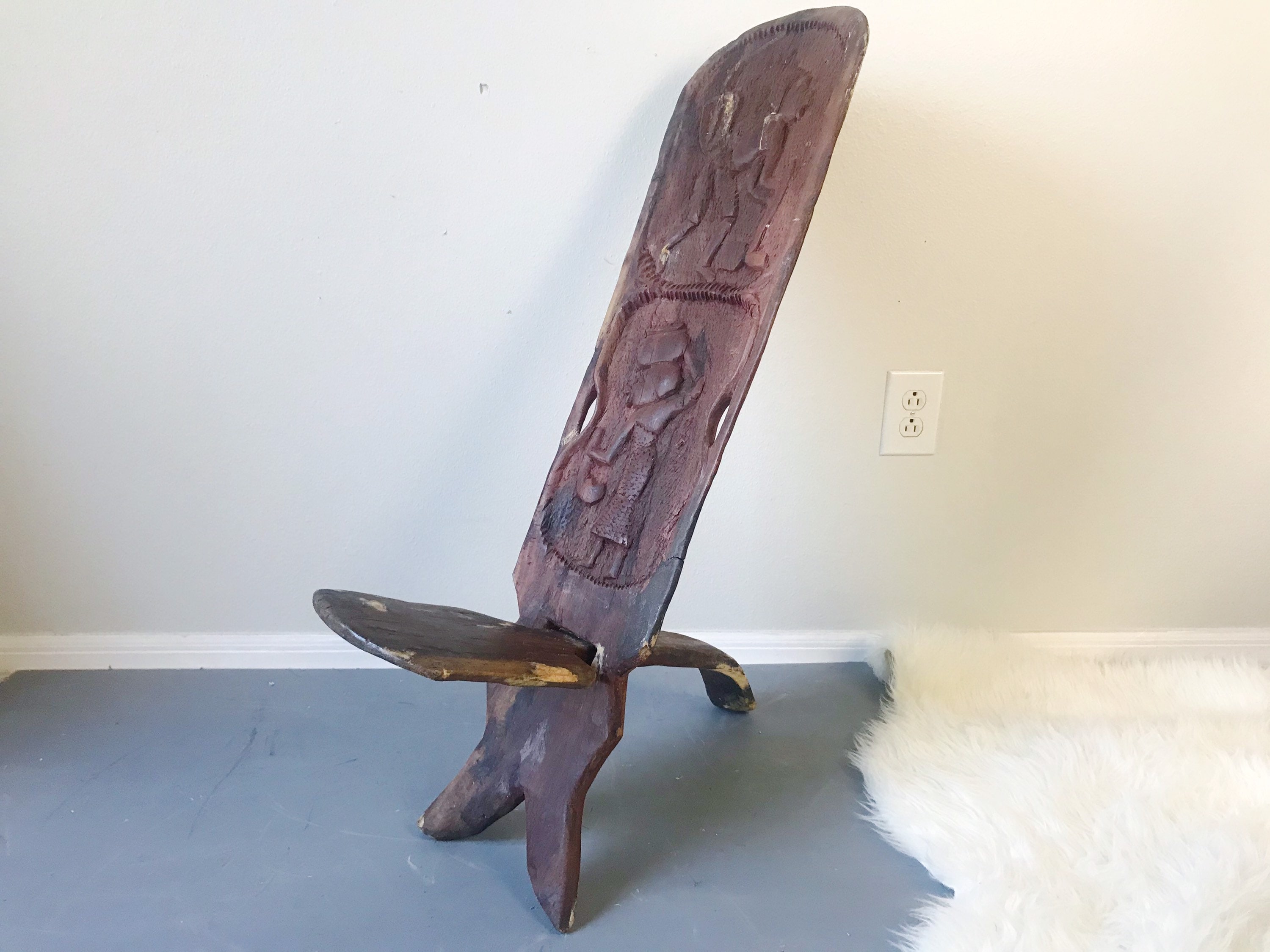 Antique Hand carved South African Birthing Chair 1800s Primitive