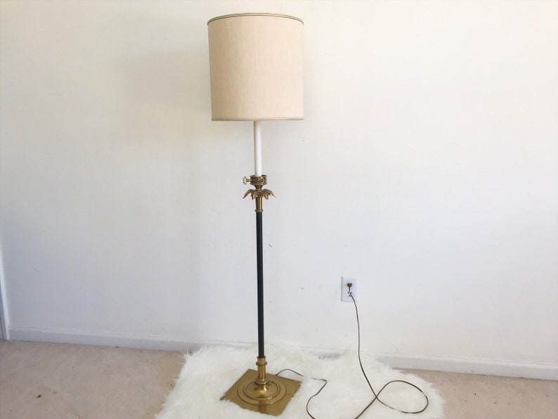 Vintage Floor Lamp Mid Century Brass Metal Hollywood Regency Stiffel Antique Glass And Drum Shade Classic Ornate Fl Decor Victorian