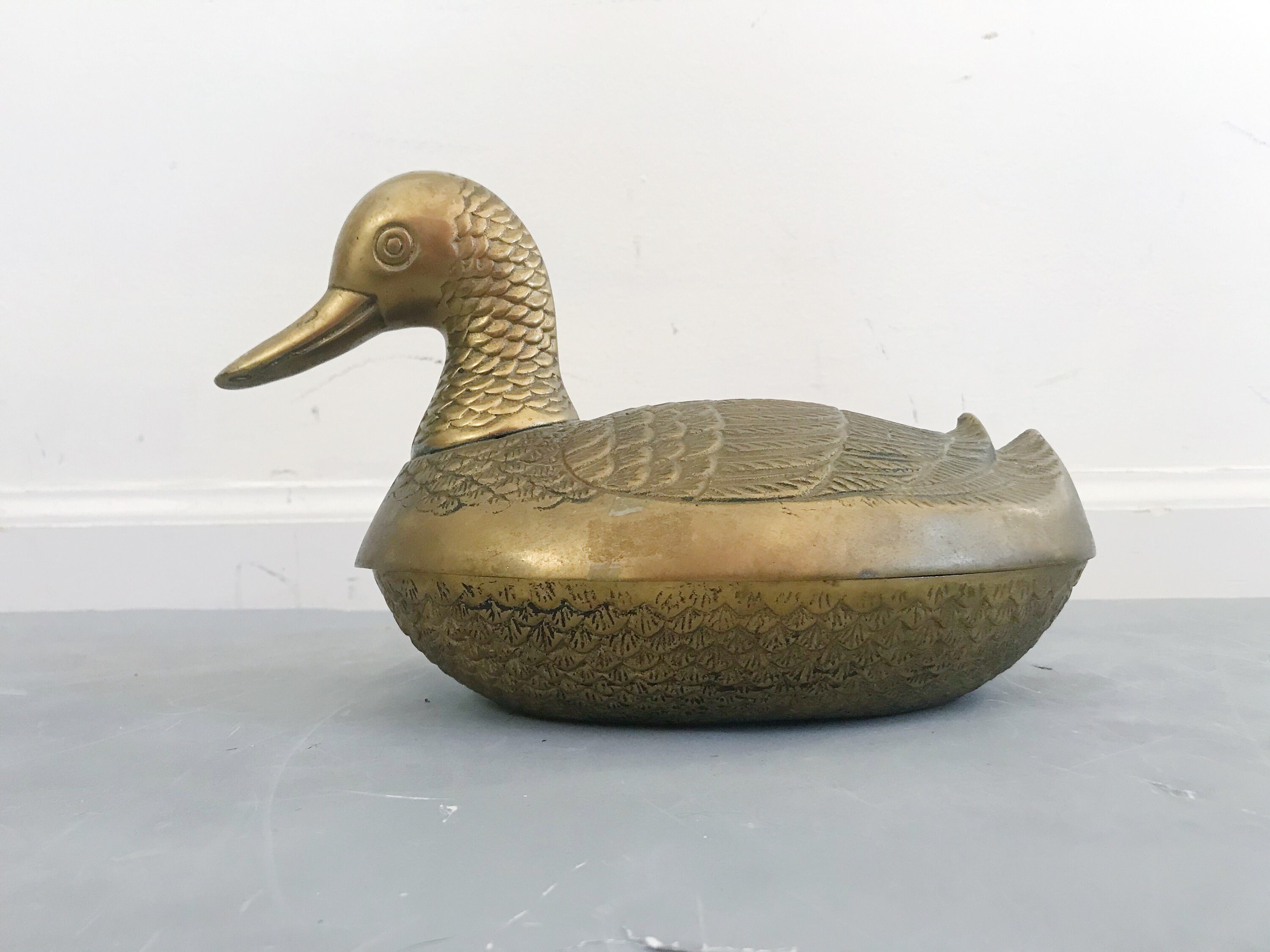 Vintage Brass Duck Bowl Box Container With a Lid MidCentury Etsy