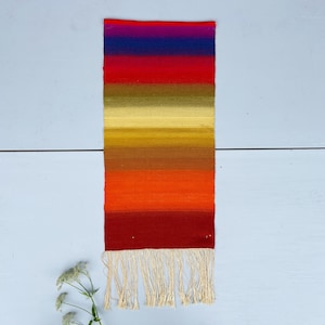 Vintage Scandinavian Weaving | Mid-Century Modern Wall Textile | Woven Wool  &quot;Raanu&quot; Finnish Tapestry | Geometric Stripe  Folk Art Colorful