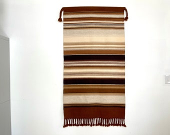 Vintage Scandinavian Wool Tapestry: Mid-Century Modern Woven Wall Hanging