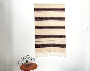 Vintage Scandinavian Wool Tapestry: Mid-Century Modern Geometric Wall Hanging