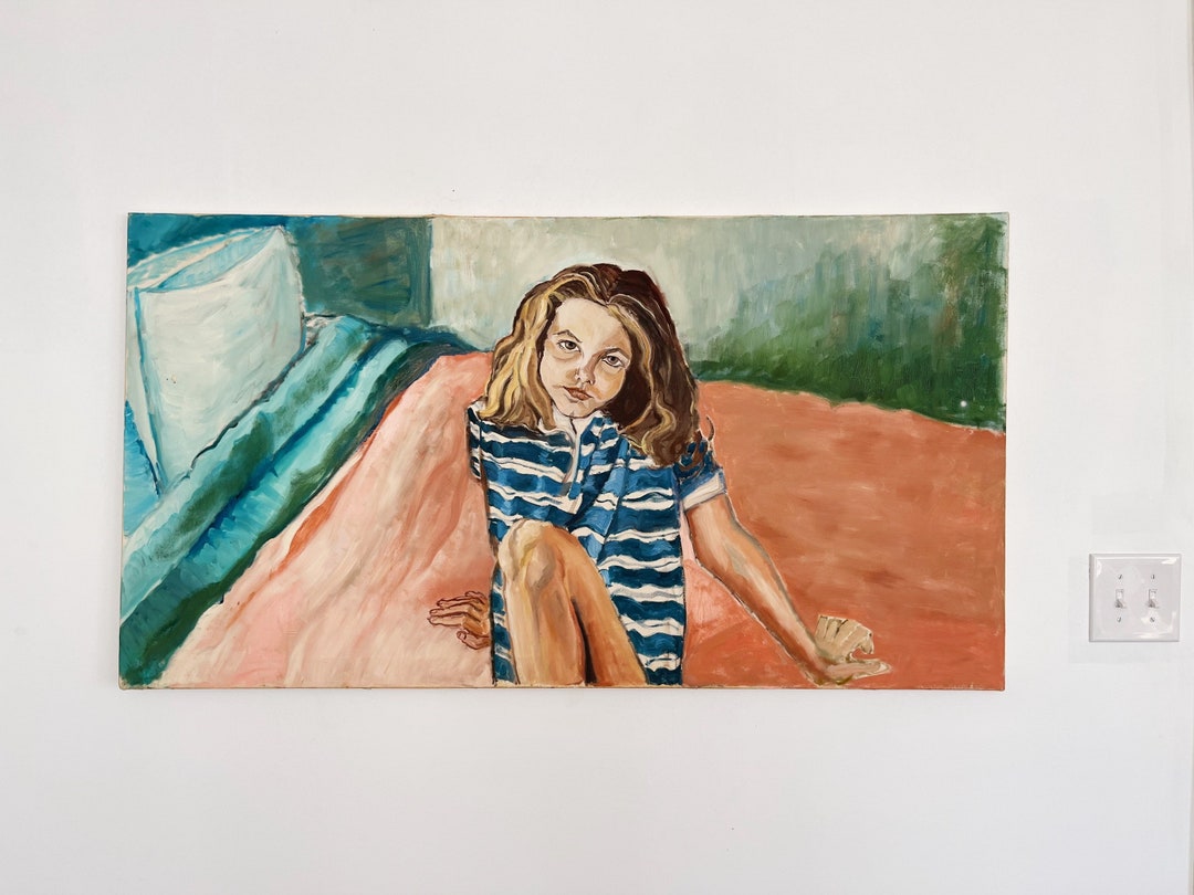 Vintage Original Portrait Oil Painting | Unframed Girl Expressionist ...