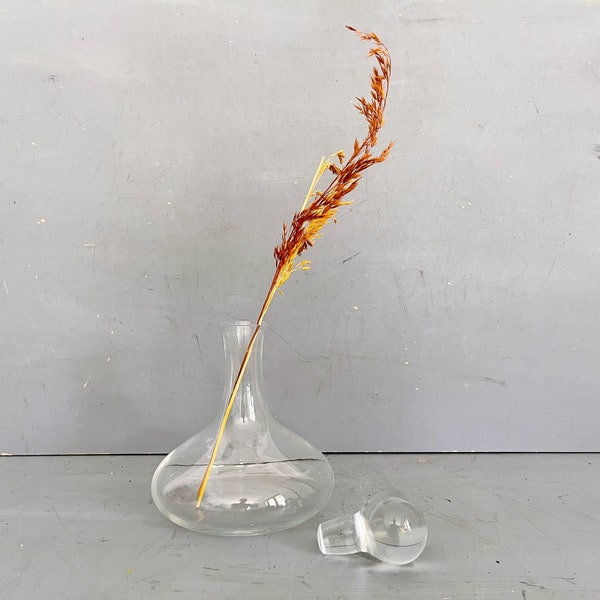 Lenox Vintage Glass Decanter Crystal Clear | Burned Orange Jug | Minimalist Denmark Modern | Vintage Barware | Glassware Table Accent