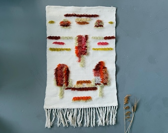 Tapiz de pared vintage escandinavo Ryijy: arte textil geométrico anudado