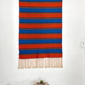 Large Vintage Scandinavian Weaving | Mid-Century Modern Wall Textile | Woven Wool  &quot;Raanu&quot; Finnish Tapestry | Geometric Stripe  Folk Art