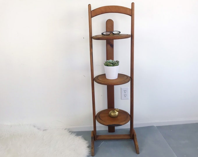 Vintage Wood Shelving Unit Plate or Plant Stand Folding Etsy