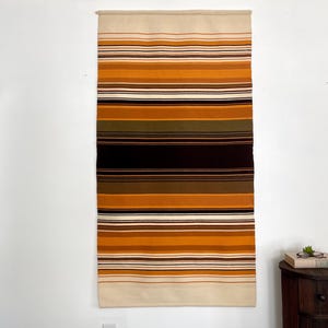 Large Vintage Scandinavian Weaving | Mid-Century Modern Wall Textile | Woven Wool  &quot;Raanu&quot; Finnish Tapestry | Geometric Stripe  Folk Art