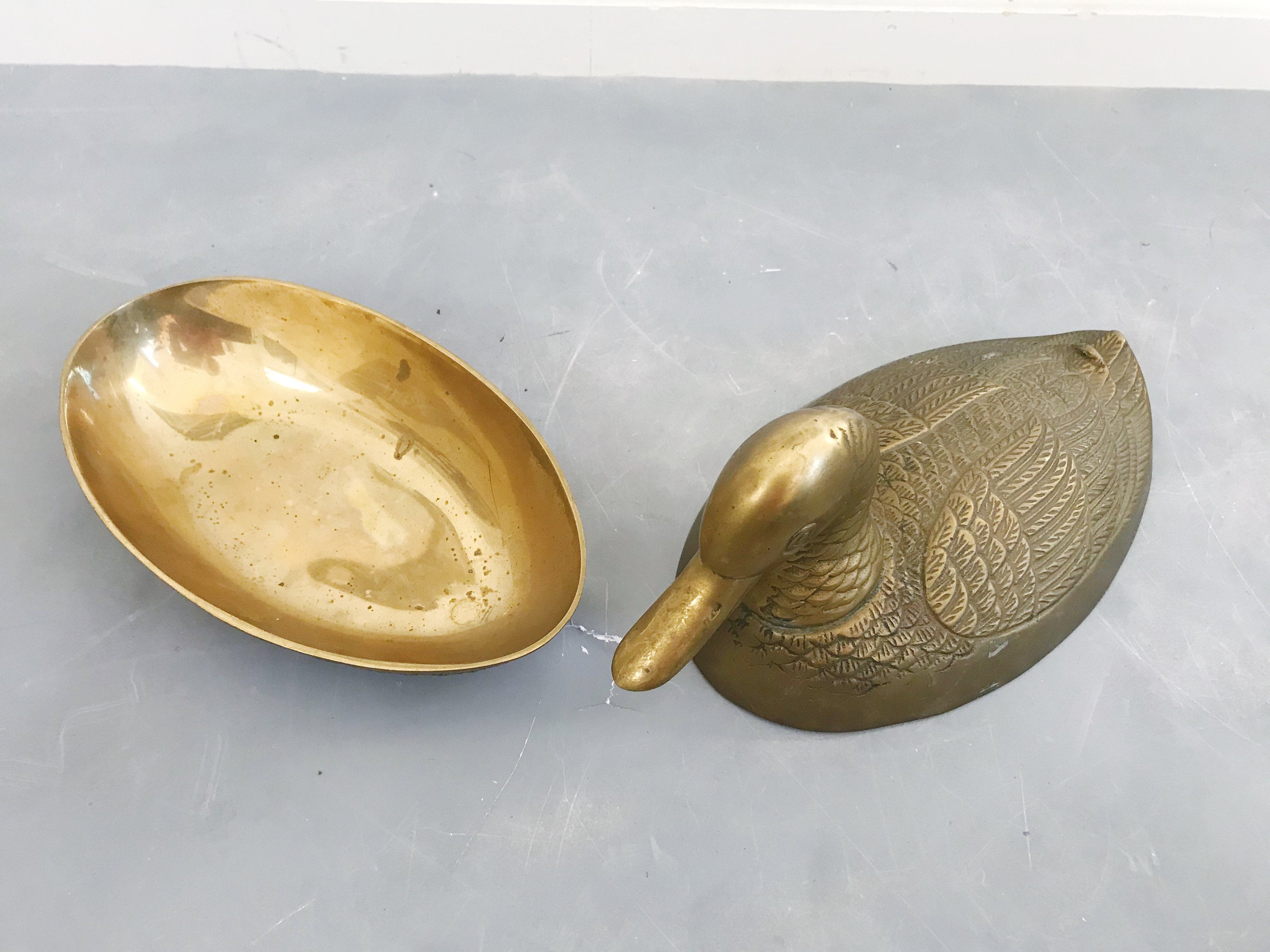 Vintage Brass Duck Bowl Box Container With a Lid MidCentury Etsy