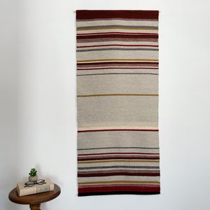 Large Vintage Scandinavian Weaving | Mid-Century Modern Wall Textile | Woven Wool  &quot;Raanu&quot; Finnish Tapestry | Geometric Stripe  Folk Art