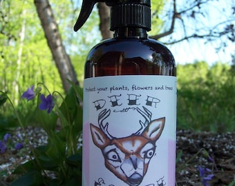 Fragrant, ready-to-use deer and rabbit repellent spray for your garden made with all natural, environmentally friendly ingredients