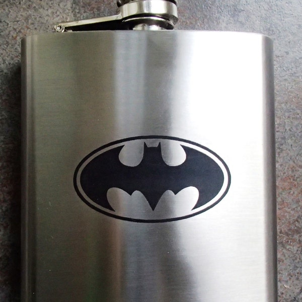 Batman Flask with Name/initials on Back