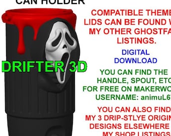 Ghostface Scream Theme -With Drips- 12 Oz Skinny Sized Can Holder