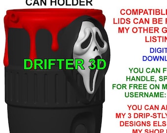 Ghostface Scream Theme -With Drips- 12 Oz Standard Sized Can Holder