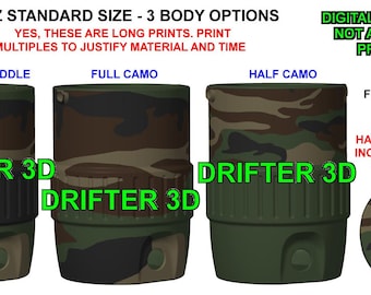 Camo Theme 12 oz Standard Size Can Holders With Lid, Handle, Spout