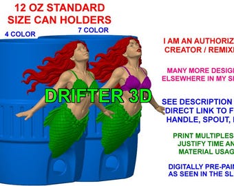 Mermaid Themed 12 Oz Standard Cooler - 4 Color & 7 Color