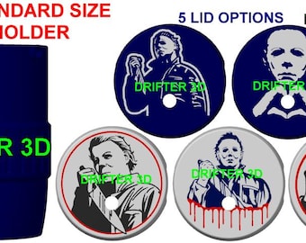 Masked Horror-Themed 12 oz Can Holder – 5 Lid Options