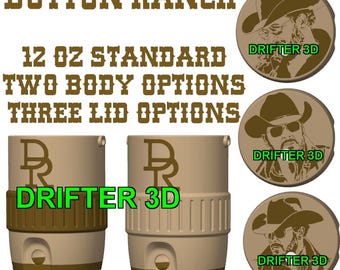 12 oz blikjeshouder met Dutton Ranch and Rip-thema: 2 verschillende opties en 3 deksels