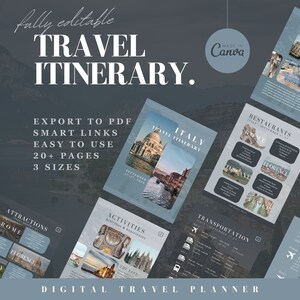 Printable Travel Itinerary Template Digital Planner for Travel Agents ...