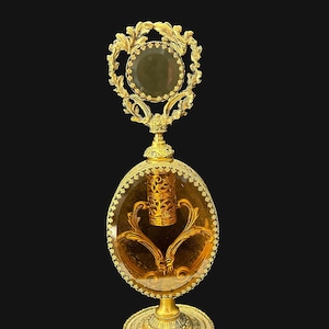 Stunning HOLLYWOOD REGENCY perfume bottle with amber glass | Vintage ormolu filigree perfume bottle by GUILDCREST, refillable perfume bottle