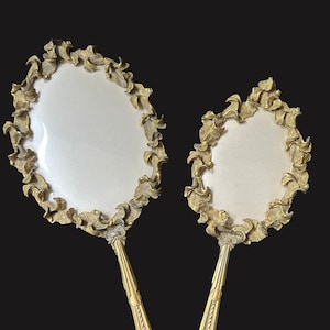 Rare HOLLYWOOD REGENCY brush and handheld mirror set by GLOBE | Vintage brush and mirror set
