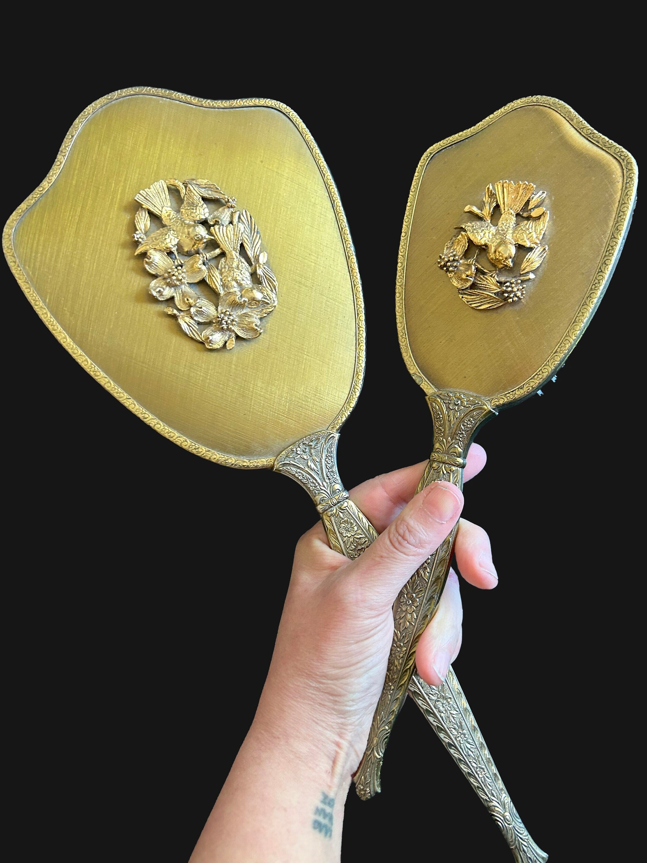 Vintage Matson Gold Plated Vanity Set | Ormolu Brush and Mirror
