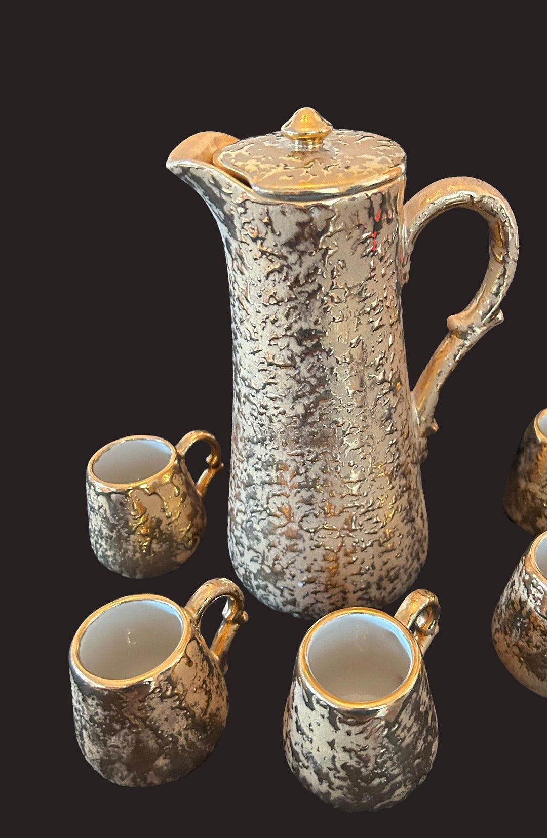 MIDCENTURY Vintage Gold China Tea Set Vintage Belterr 22KT China Jug