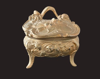 Beautiful and romantic ANTIQUE 19th century French Napoleon III regule jewelry trinket box
