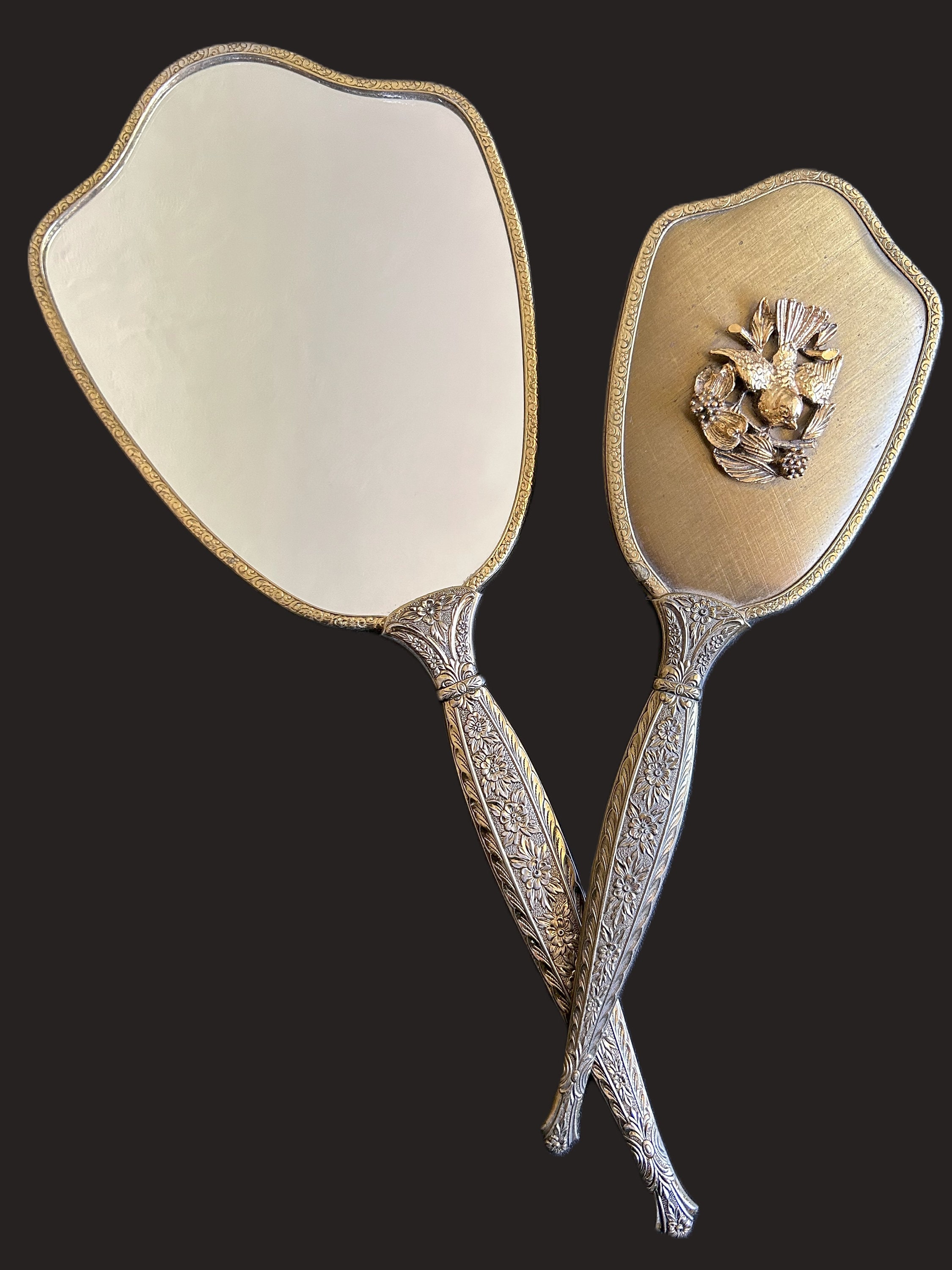 Vintage Matson Gold Plated Vanity Set | Ormolu Brush and Mirror