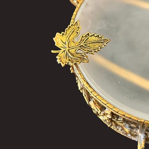 Vintage trinket dish, ring dish, ormolu gold, frosted glass, Hollywood Regency