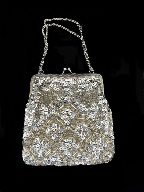 MIDCENTURY evening purse | Vintage purse with seq… - image 1