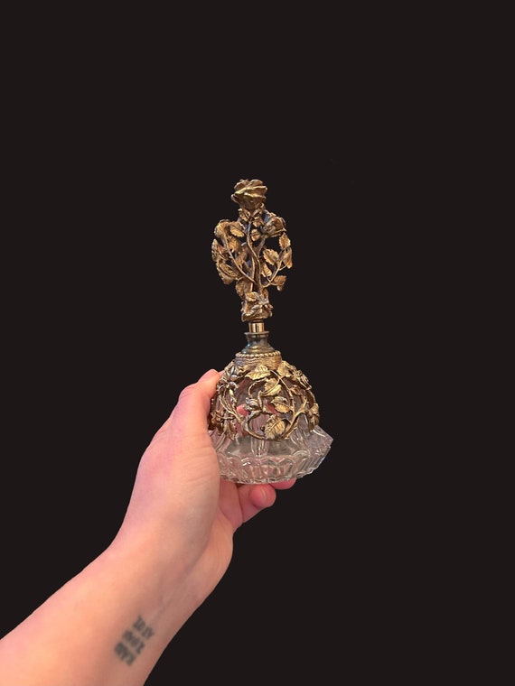 Midcentury MATSON ormolu perfume bottle "ROSE" pat