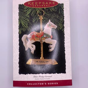 1994 Hallmark Keepsake Tobin Fraley Carousel Ornament – Collectible Porcelain Horse with Brass Stand