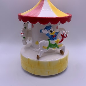 Rare Vintage 1960s-1970s Walt Disney Production Japan Musical Porcelain Carousel/Merry-Go-Round | Disney Japan | Rare Vintage Collectible
