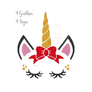 4x Stickdatei Einhorn Schleife 10x10cm, 13x18cm - 4x4&quot;, 5x7&quot;, Stickmuster Unicorn, loop, Pferd, Kopf, Stern, embroidery design