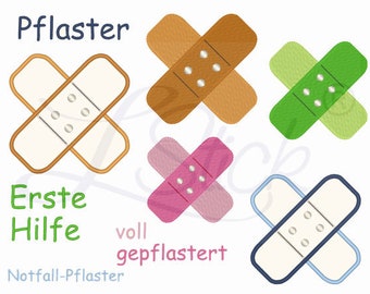 Stickdatei ERSTE HILFE-Pflaster 10x10 cm (4"x4") Stickmuster - embroidery design first help